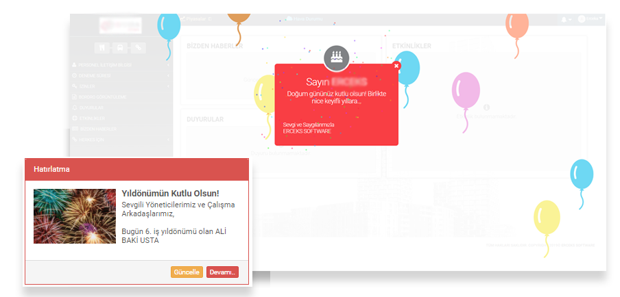 Doğum Günü ve Yıl Dönümleri Kutlamaları